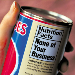 None of Your Business nutrition label