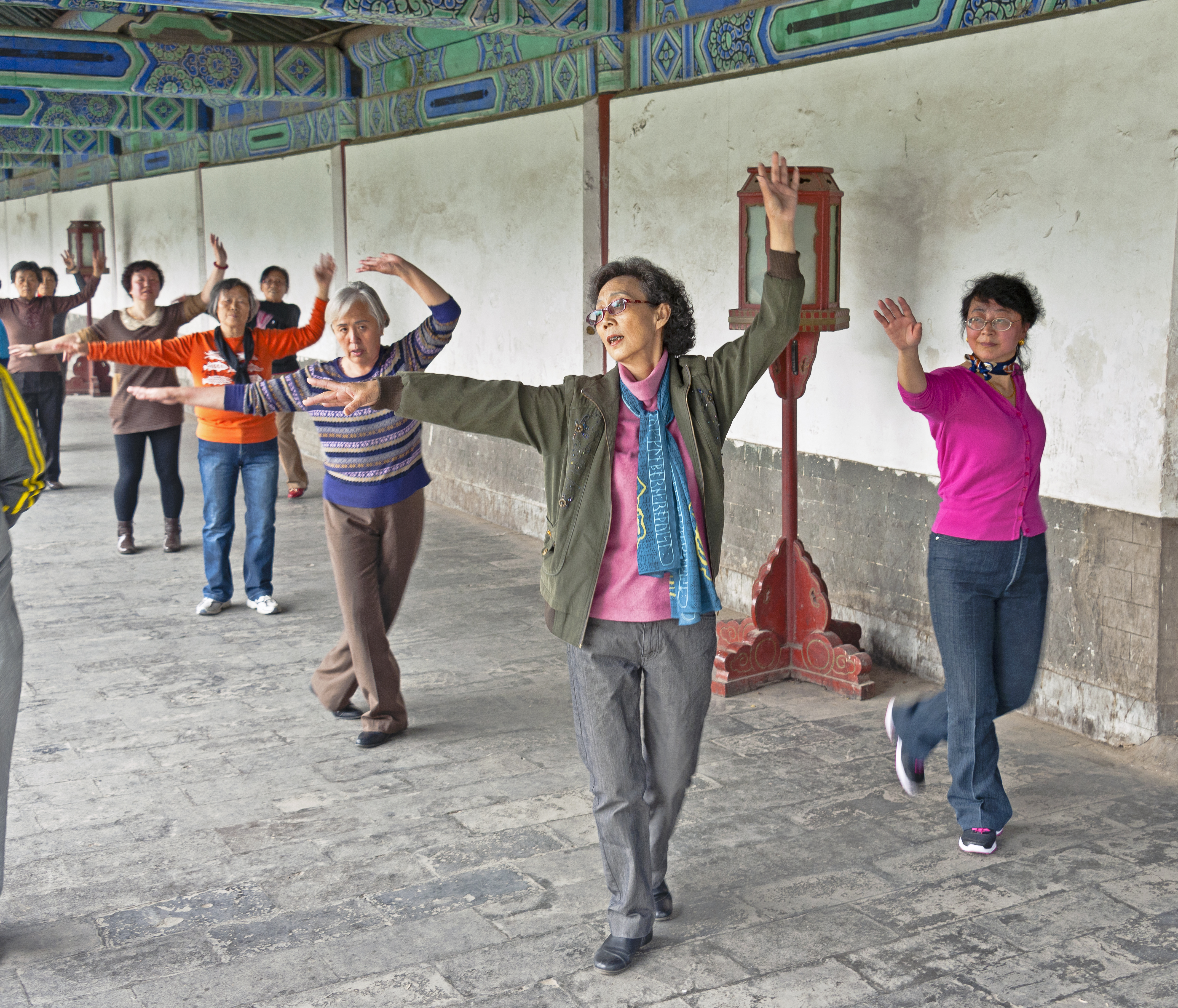 women practicing dance at temple of heaven park beijing