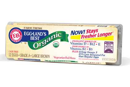 Carton of Eggland's Best organic eggs
