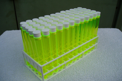 Neon green test tubes