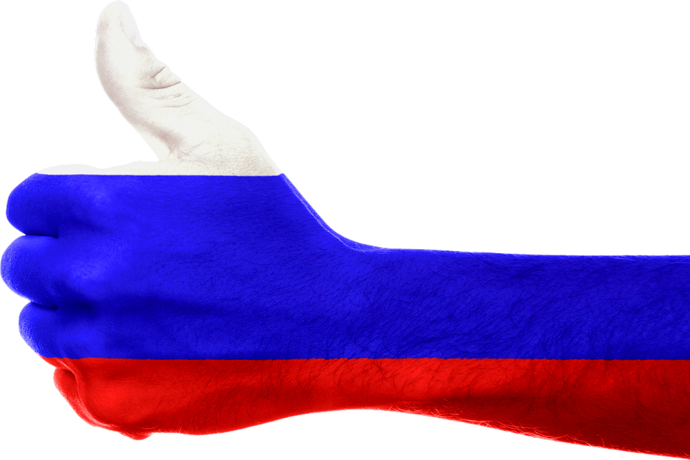 Russian flag thumbs up