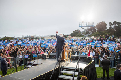 Bernie Sanders at a political rally