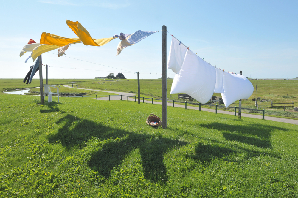 Laundry on the line drying