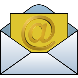 Email envelope and letter with @ symbol