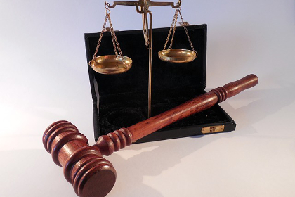 Scales of justice and a judge's gavel