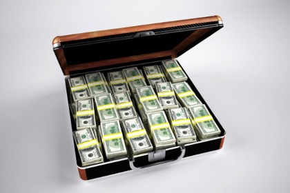Briefcase filled with money