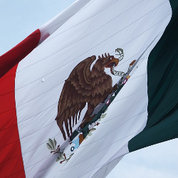 Mexican flag against the sky