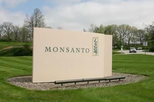 Concrete Monsanto sign