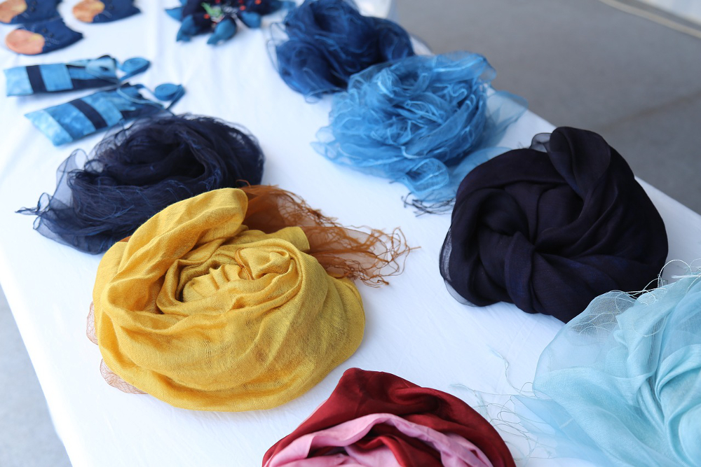 Naturally dyeing scarves