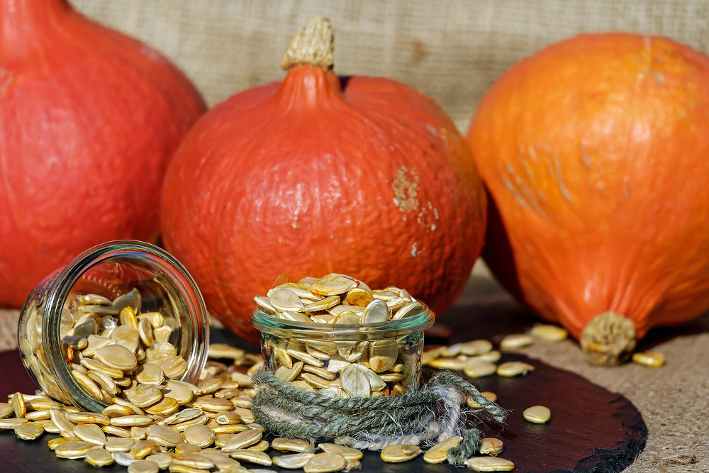 Saving seeds in jars from pumpkins and squash