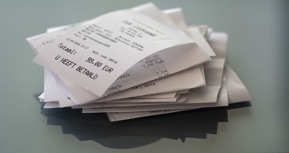 receipt paper stack