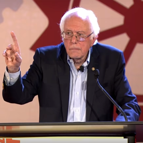 Bernie Sanders speaking at the People's Summit