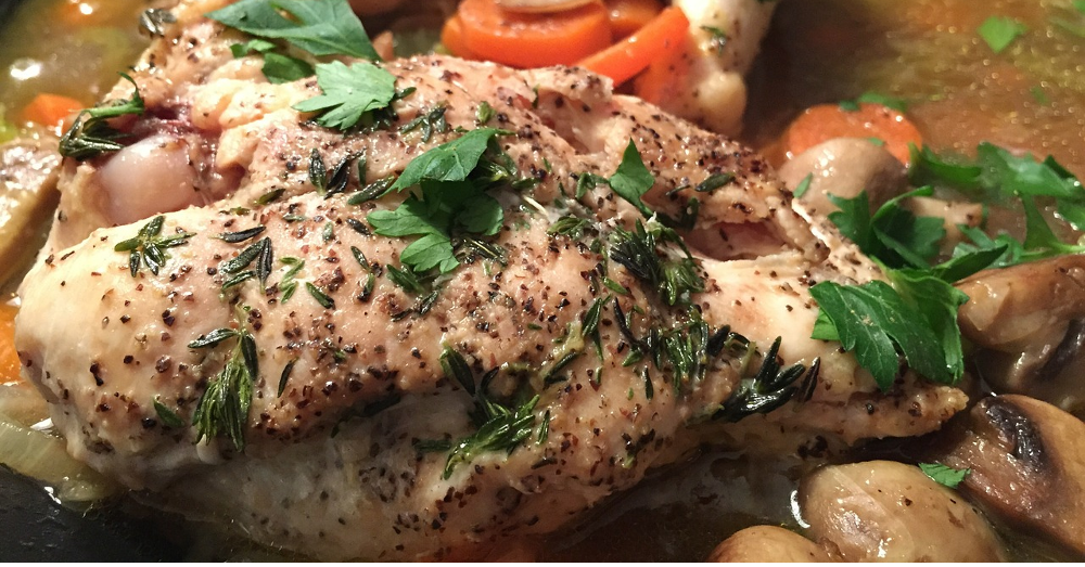 healthy grilled chicken with herbs and vegetables