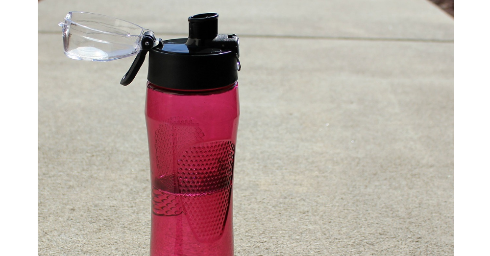 pink plastic water bottle