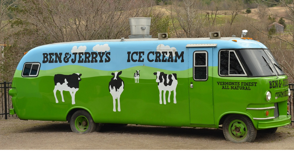 Green ice cream truck from Ben & Jerry's