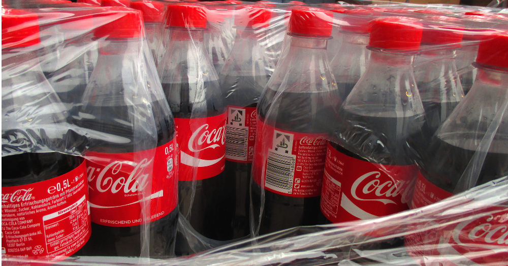 plastic bottles of Coca Cola shipped on pallets