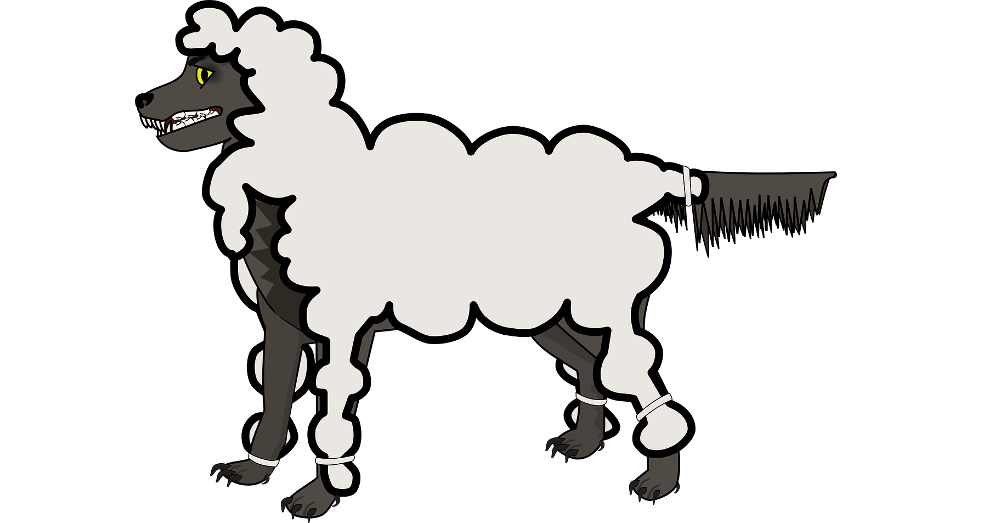 cartoon of a wolf in sheeps clothing