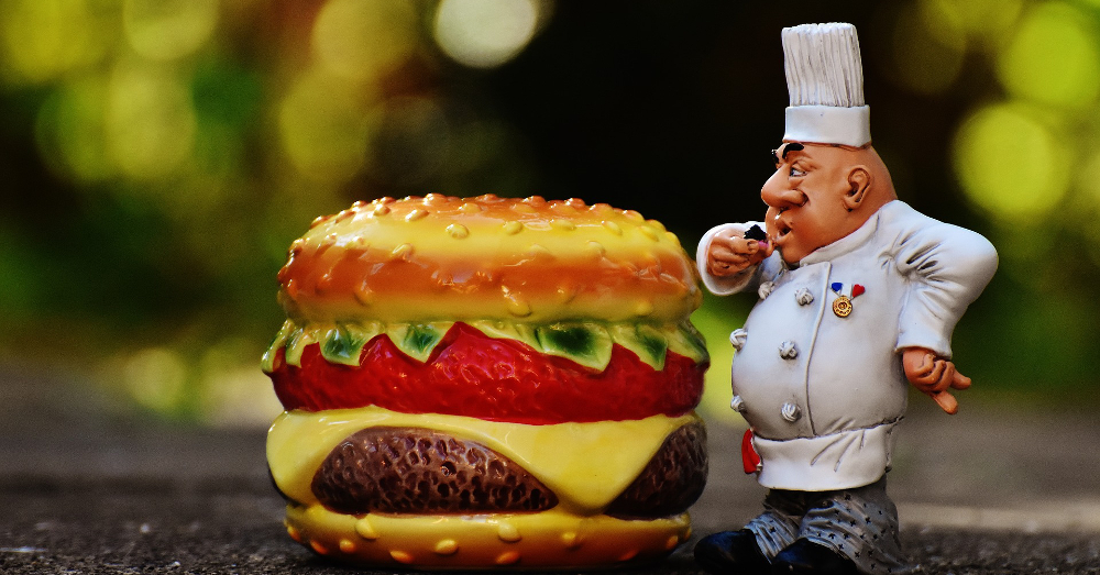 plastic toy cheeseburger and chef