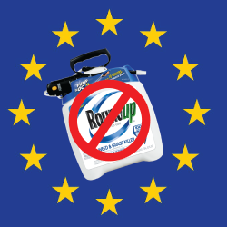 Ban roundup image on EU flag background