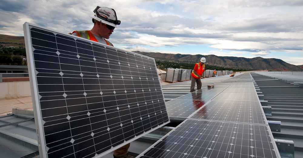 installation of a renewable energy solar panel array
