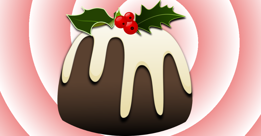 clipart of a Christmas holiday pudding dessert with holly