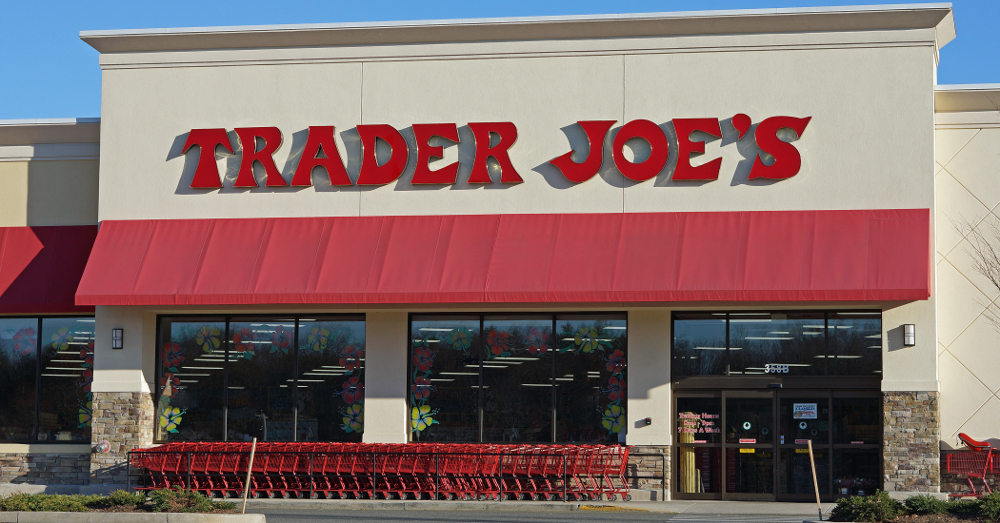 Trader Joes storefront with red shopping carts