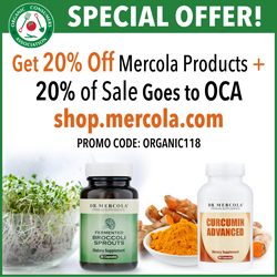 Advertisement for percentage off in Mercolas online supplement store
