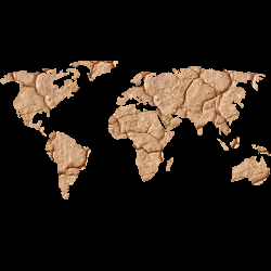Map of the world showing dry cracked drought stricken earth
