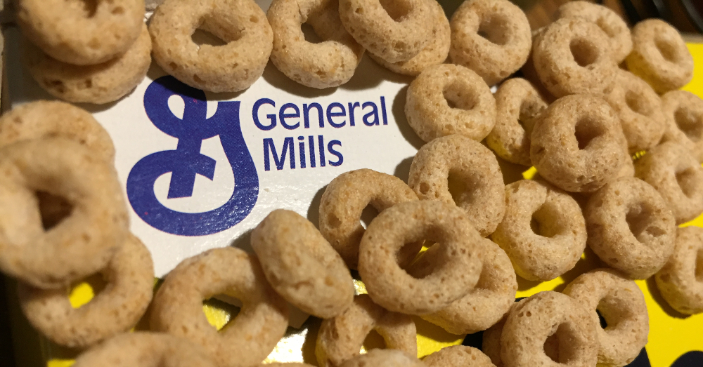General Mills logo surrounded by Cheerios cereal
