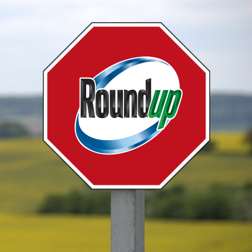 Roundup logo on a stop sign