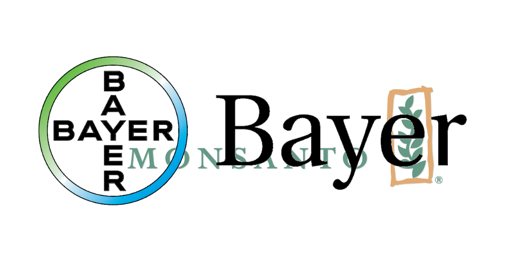 Bayer logo overlapping the Monsanto logo