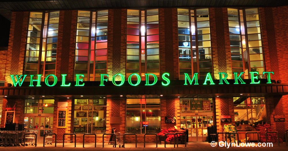 Whole Foods Market store at night