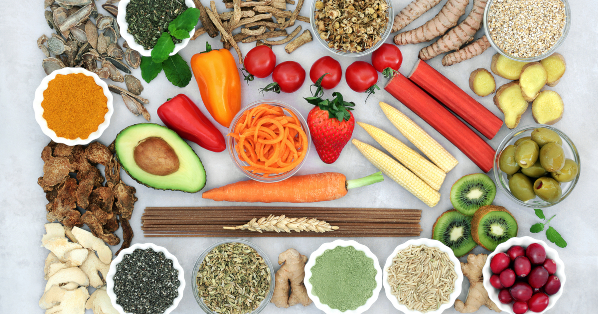 diverse array of foods for proper nutrition