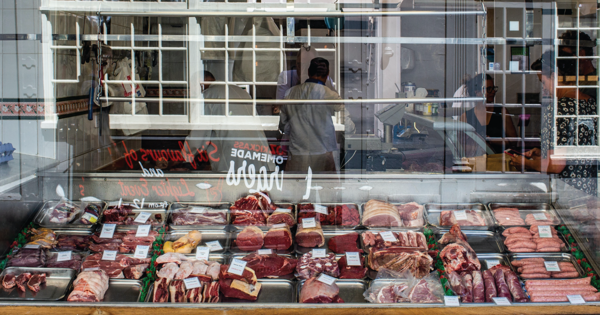Meat at a butcher.