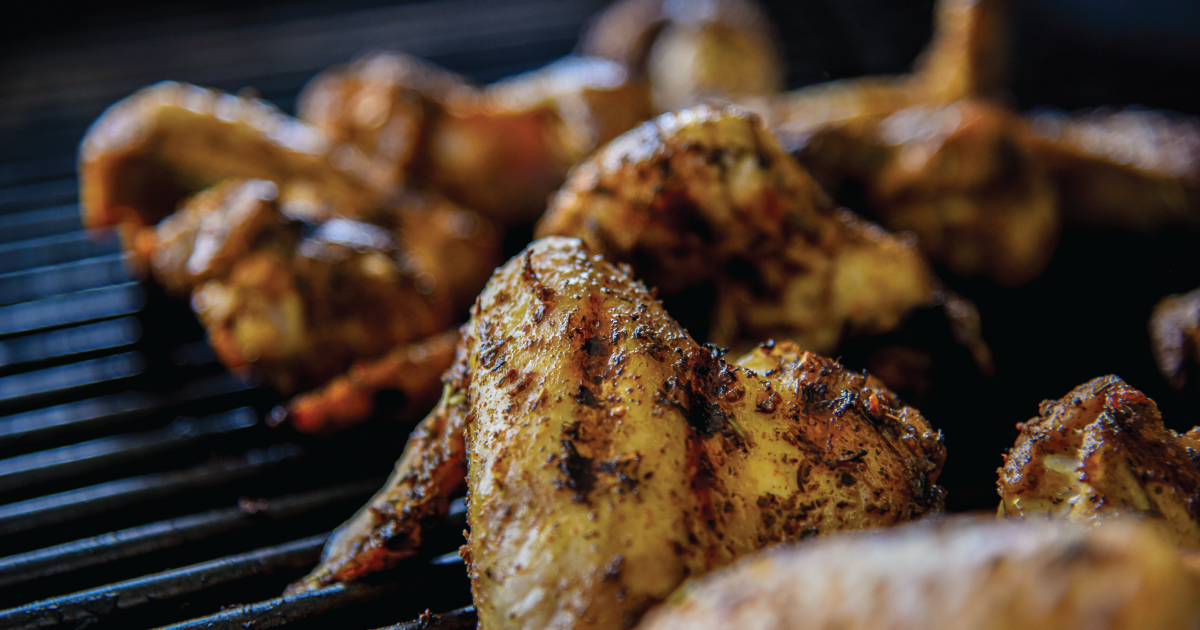 Chicken on grill.