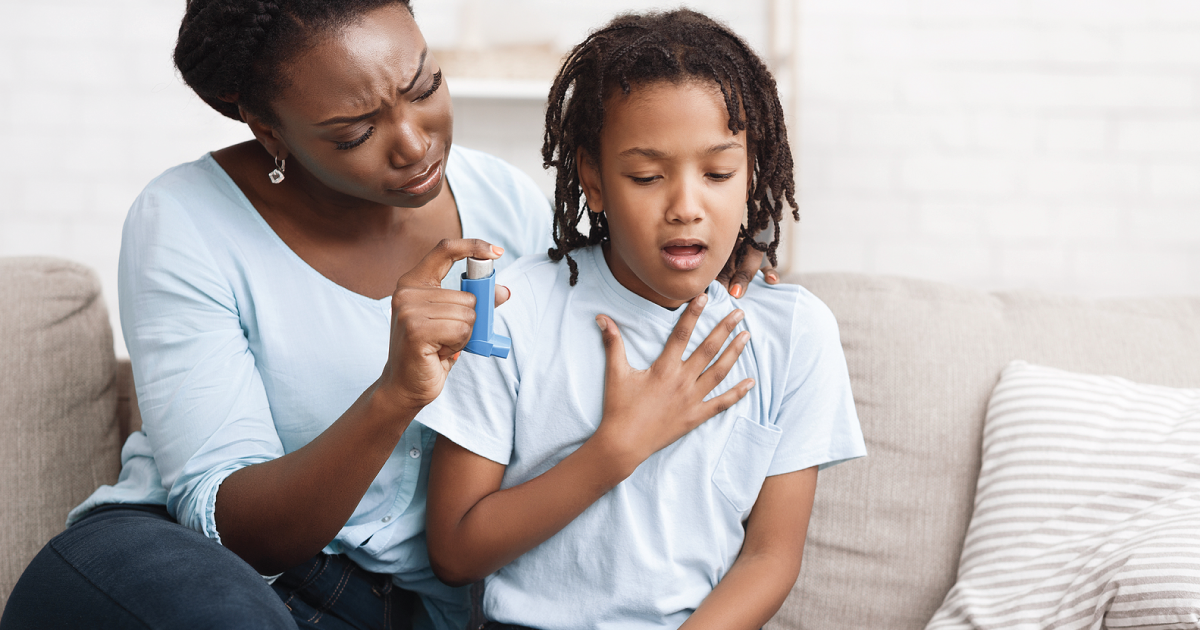Mother and daughter experiencing asthma.