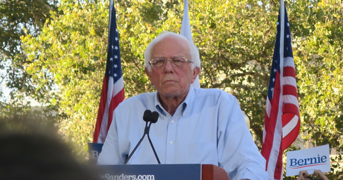 Bernie Sanders at a podium