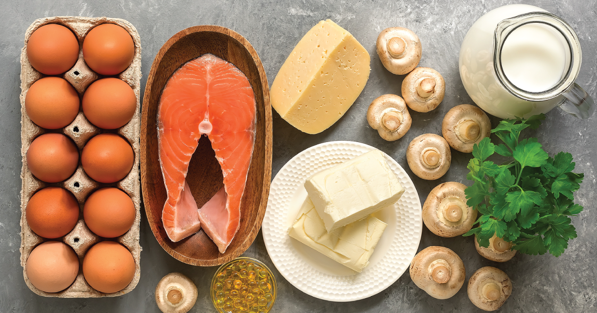 Salmon and other foods with vitamin D.