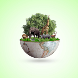 wildlife and animals on a globe