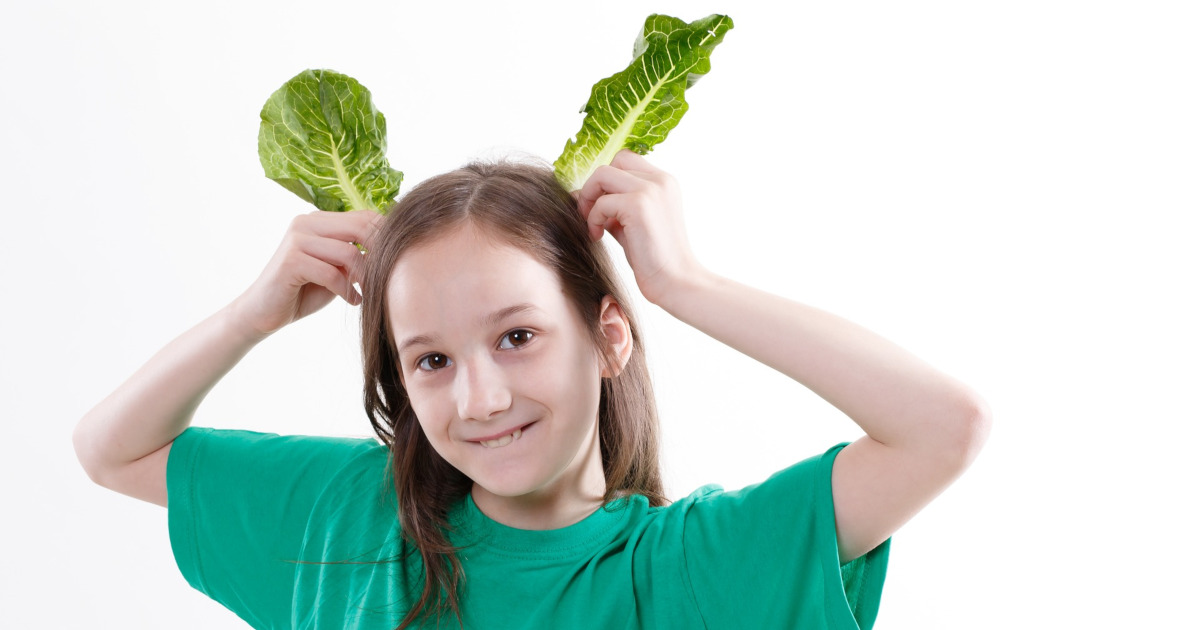 girl with salad leaves