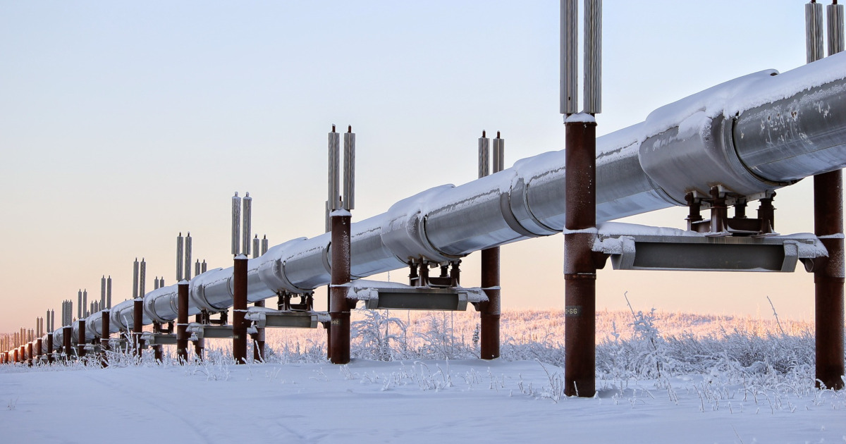 pipeline crossing snowy landscape