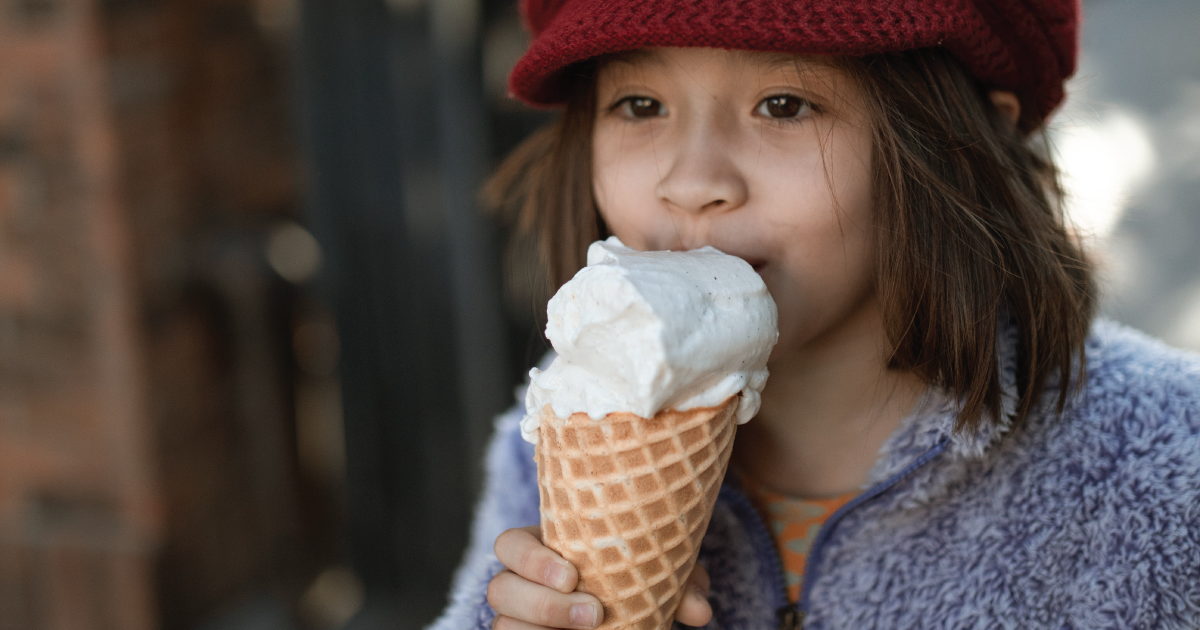 A child eating ice cream.