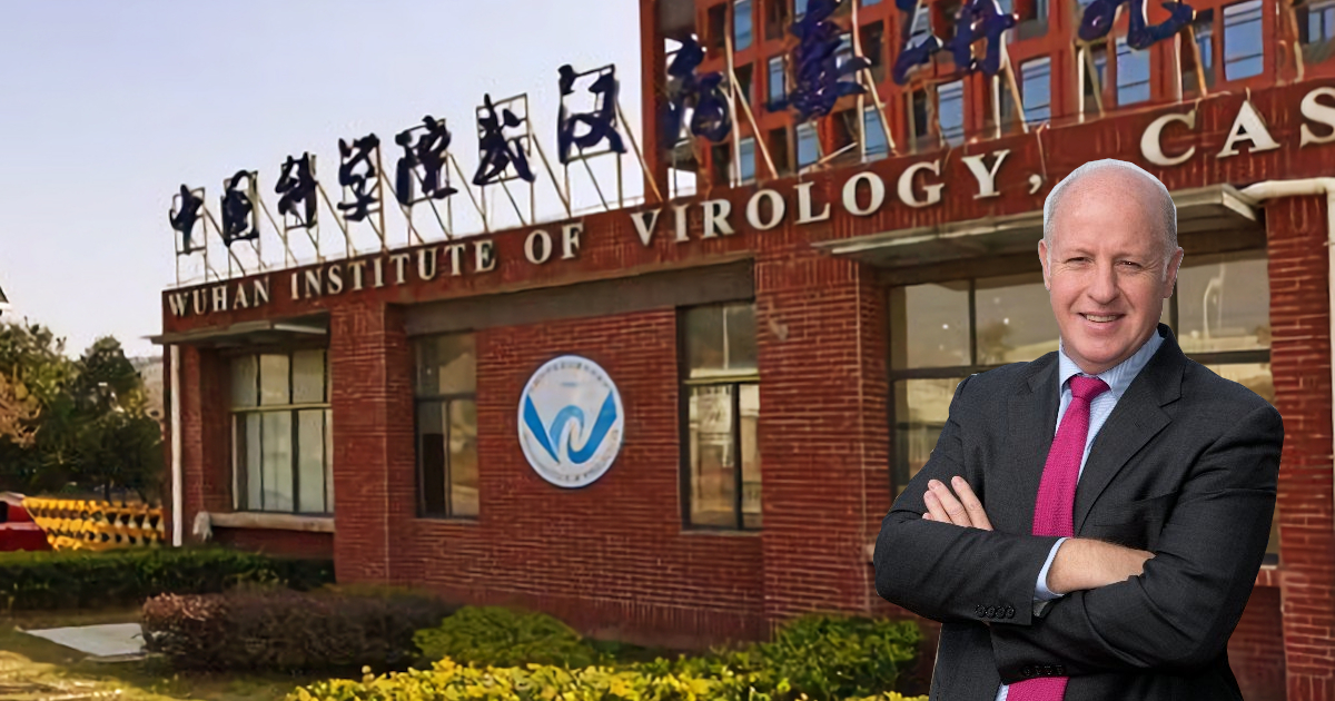 Peter Daszak beside the Wuhan Institute of Virology